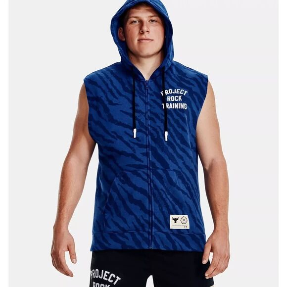 Under Armour Men's Large Project Rock Rival Fleece Sleeveless Hoodie NEW - Picture 3 of 13
